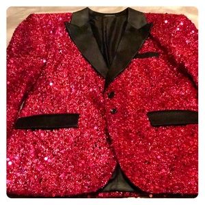 Red sequence slim fit blazer